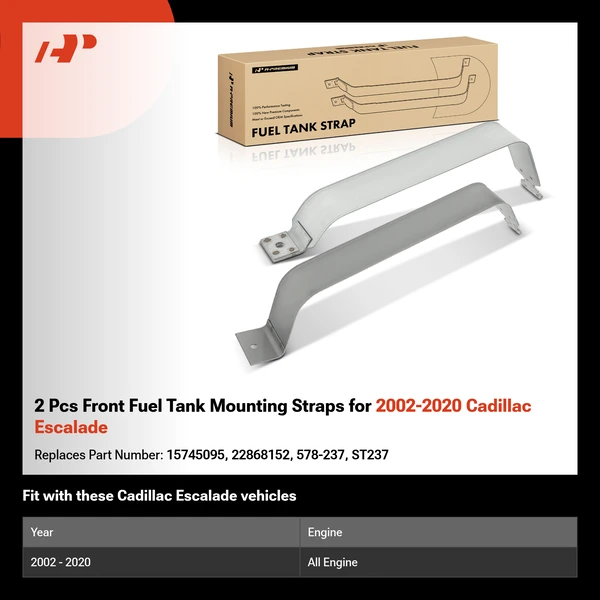 2 Pcs Front Fuel Tank Mounting Straps for 2002-2020 Cadillac Escalade