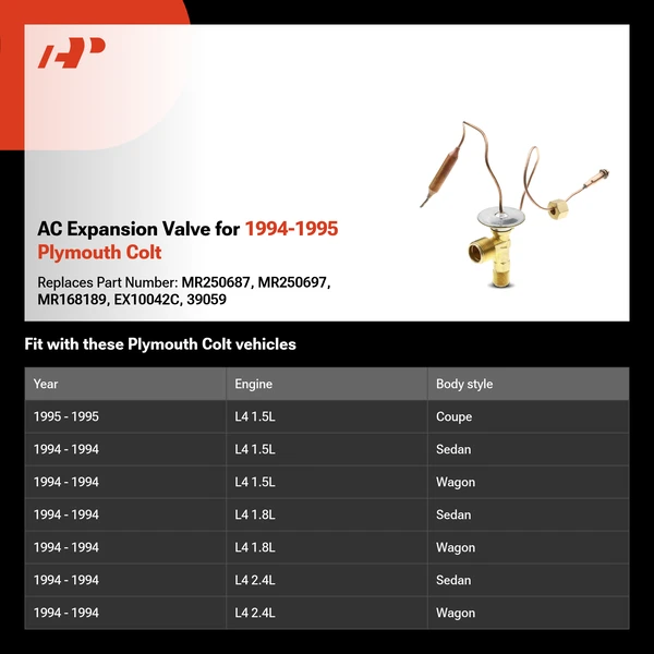 AC Expansion Valve for 1994-1995 Plymouth Colt