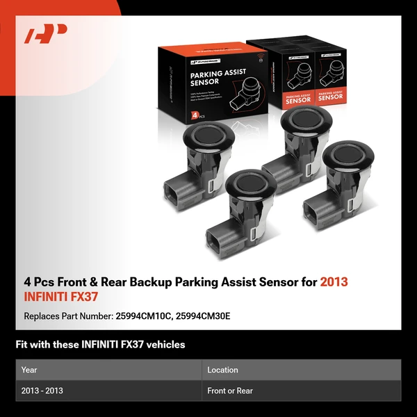 4 Pcs Front & Rear Backup Parking Assist Sensor for 2013 INFINITI FX37