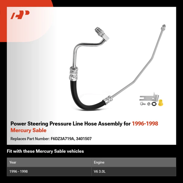 Power Steering Pressure Line Hose Assembly for 1996-1998 Mercury Sable