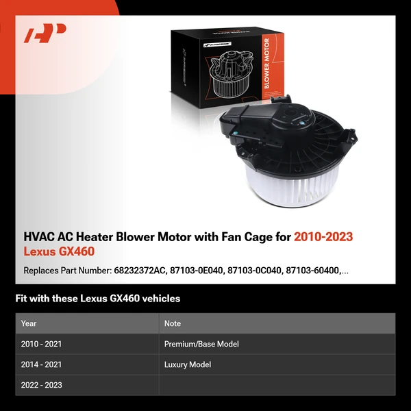 HVAC AC Heater Blower Motor with Fan Cage for 2010-2023 Lexus GX460
