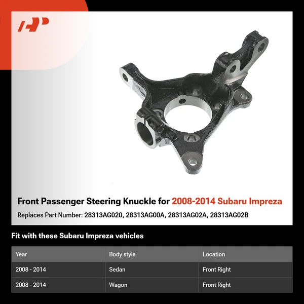 Front Passenger Steering Knuckle for 2008-2014 Subaru Impreza