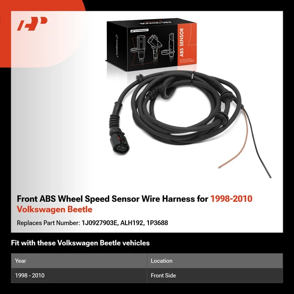 Front ABS Wheel Speed Sensor Wire Harness for 1998-2010 Volkswagen Beetle