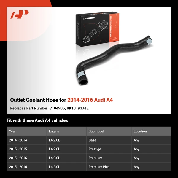 Outlet Coolant Hose for 2014-2016 Audi A4