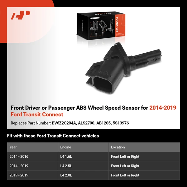 Front Driver or Passenger ABS Wheel Speed Sensor for 2014-2019 Ford Transit Connect