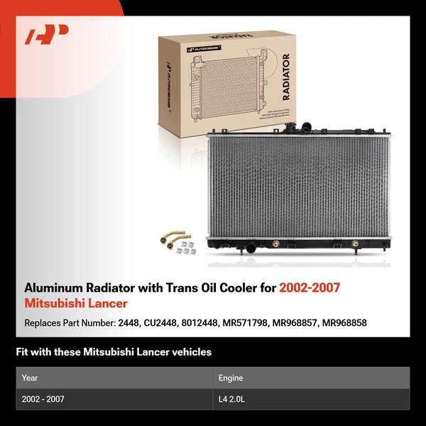 Aluminum Radiator with Trans Oil Cooler for 2002-2007 Mitsubishi Lancer