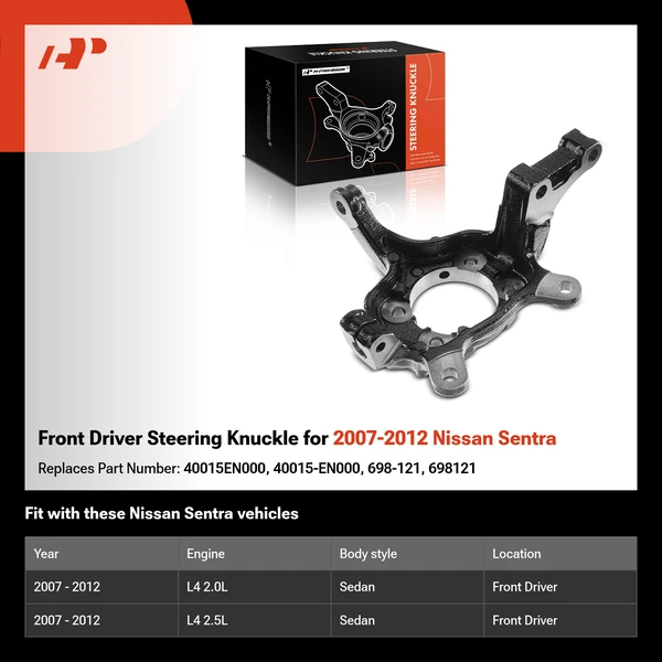 Front Driver Steering Knuckle for 2007-2012 Nissan Sentra