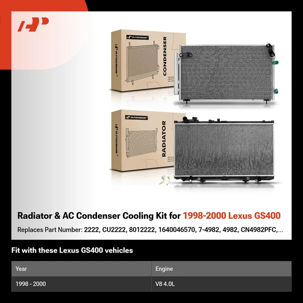 Radiator & AC Condenser Cooling Kit for 1998-2000 Lexus GS400