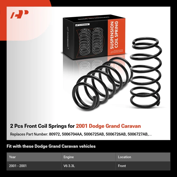 2 Pcs Front Coil Springs for 2001 Dodge Grand Caravan