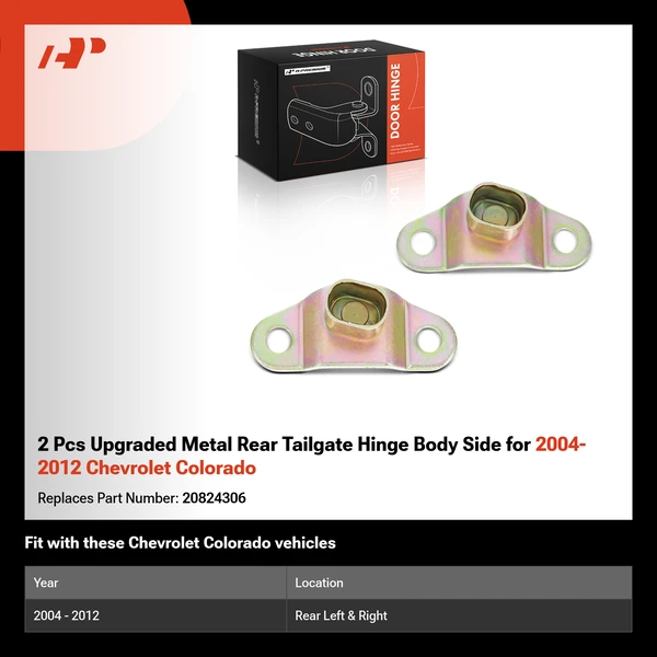 2 Pcs Upgraded Metal Rear Tailgate Hinge Body Side for 2004-2012 Chevrolet Colorado