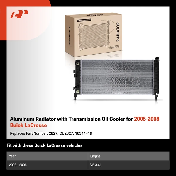 Aluminum Radiator with Transmission Oil Cooler for 2005-2008 Buick LaCrosse