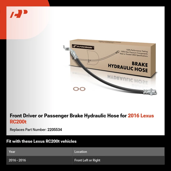 Front Driver or Passenger Brake Hydraulic Hose for 2016 Lexus RC200t