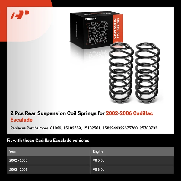 2 Pcs Rear Suspension Coil Springs for 2002-2006 Cadillac Escalade