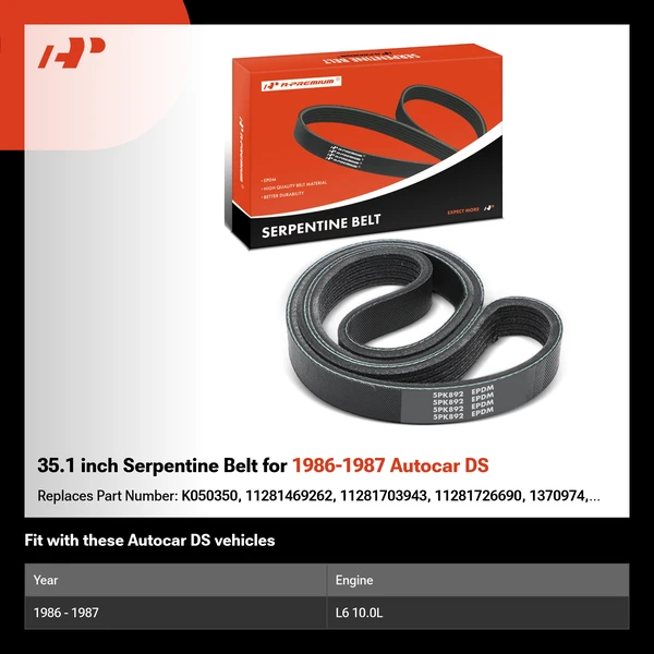 35.1 inch Serpentine Belt for 1986-1987 Autocar DS