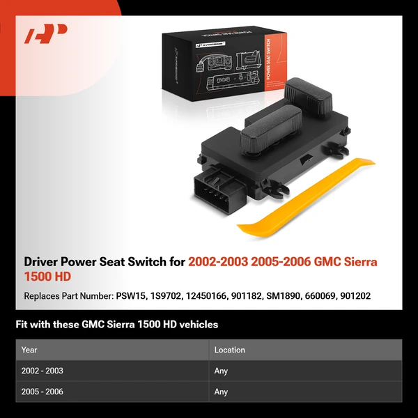 Driver Power Seat Switch for 2002-2003 2005-2006 GMC Sierra 1500 HD