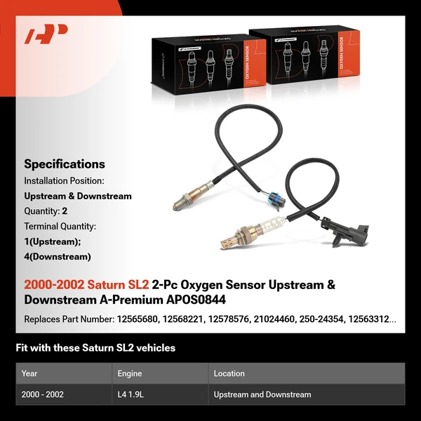 2000-2002 Saturn SL2 2-Pc Oxygen Sensor Upstream & Downstream A-Premium APOS0844