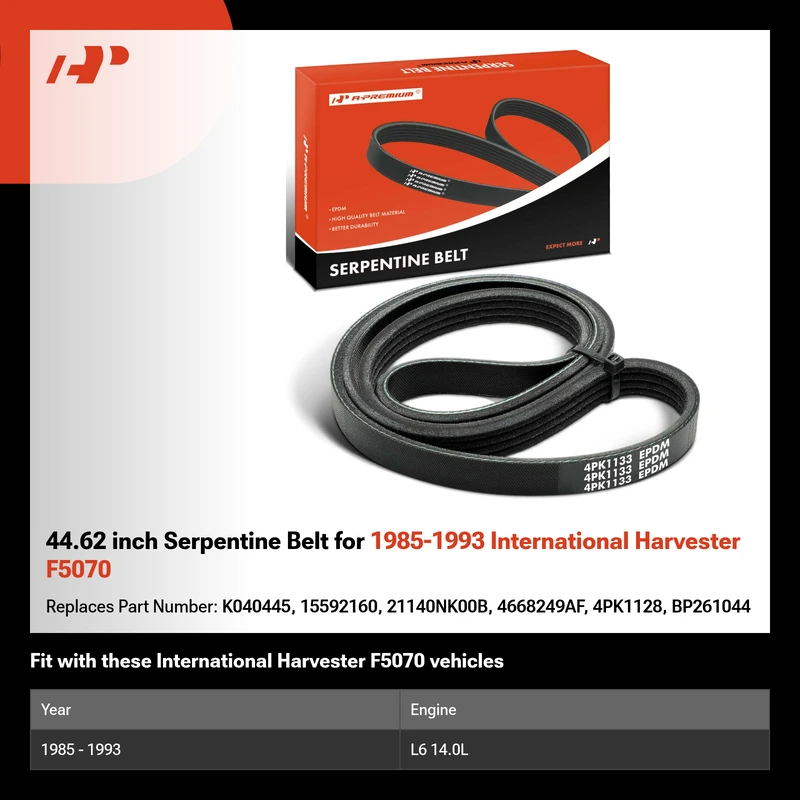 44.62 inch Serpentine Belt for 1985-1993 International Harvester F5070