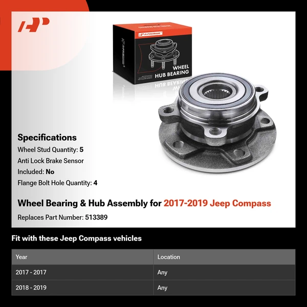 Wheel Bearing & Hub Assembly for 2017-2019 Jeep Compass