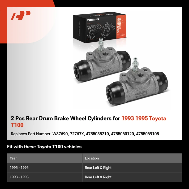 2 Pcs Rear Drum Brake Wheel Cylinders for 1993 1995 Toyota T100