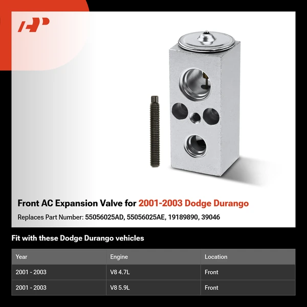 Front AC Expansion Valve for 2001-2003 Dodge Durango