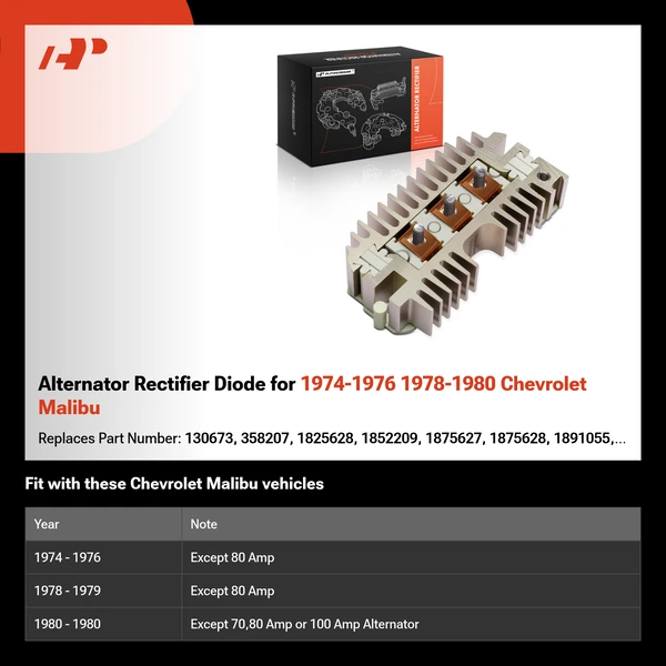 Alternator Rectifier Diode for 1974-1976 1978-1980 Chevrolet Malibu