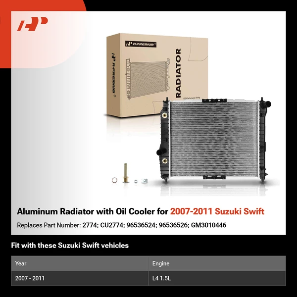 Aluminum Radiator with Oil Cooler for 2007-2011 Suzuki Swift
