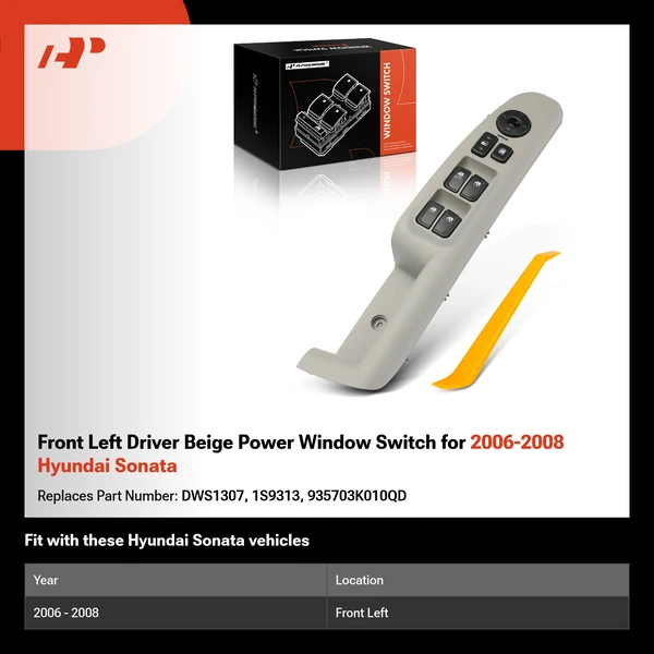 Front Left Driver Beige Power Window Switch for 2006-2008 Hyundai Sonata