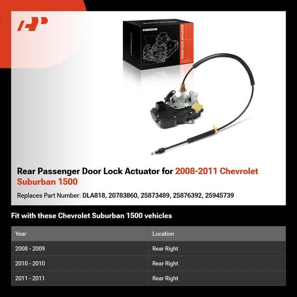 Rear Passenger Door Lock Actuator for 2008-2011 Chevrolet Suburban 1500