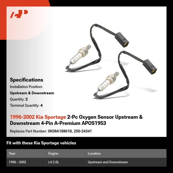 1996-2002 Kia Sportage 2-Pc Oxygen Sensor Upstream & Downstream 4-Pin A-Premium APOS1953