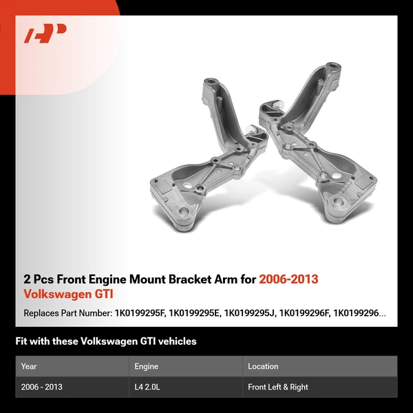 2 Pcs Front Engine Mount Bracket Arm for 2006-2013 Volkswagen GTI