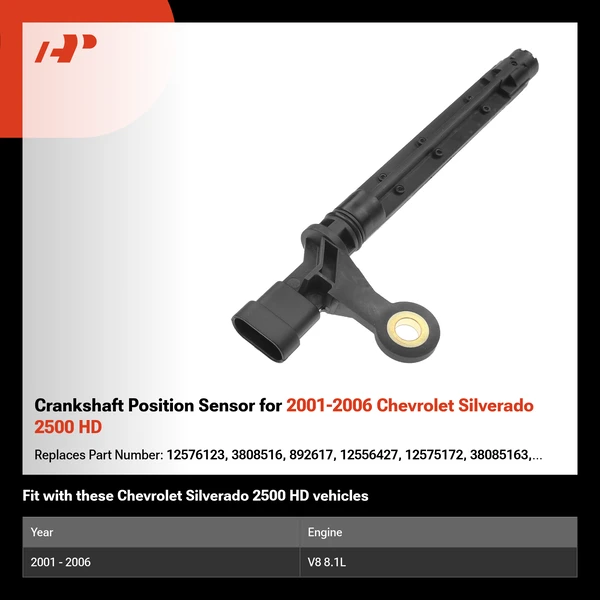Crankshaft Position Sensor for 2001-2006 Chevrolet Silverado 2500 HD