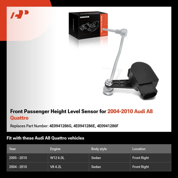 Front Passenger Height Level Sensor for 2004-2010 Audi A8 Quattro