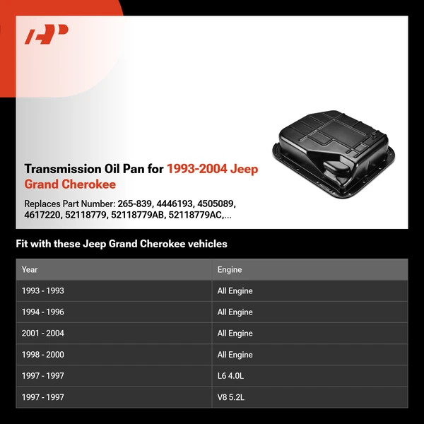 Transmission Oil Pan for 1993-2004 Jeep Grand Cherokee