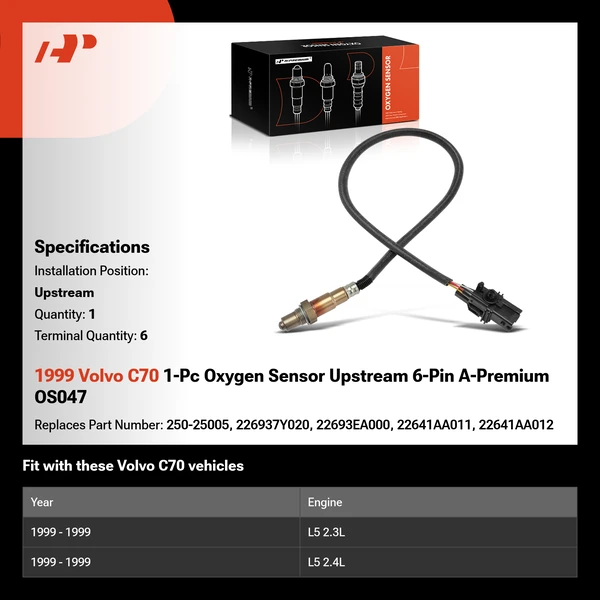 1999 Volvo C70 1-Pc Oxygen Sensor Upstream 6-Pin A-Premium OS047