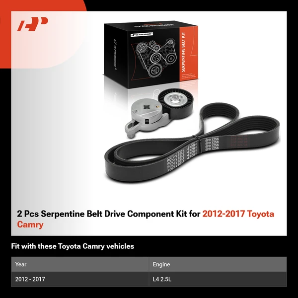 2 Pcs Serpentine Belt Drive Component Kit for 2012-2017 Toyota Camry