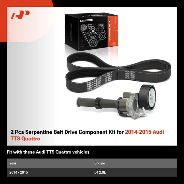 2 Pcs Serpentine Belt Drive Component Kit for 2014-2015 Audi TTS Quattro