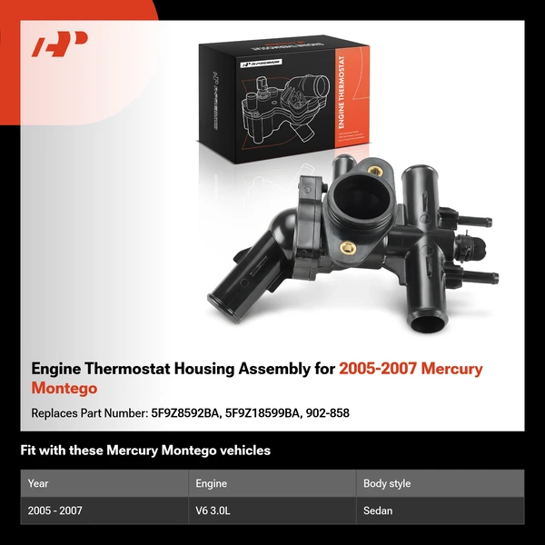Engine Thermostat Housing Assembly for 2005-2007 Mercury Montego