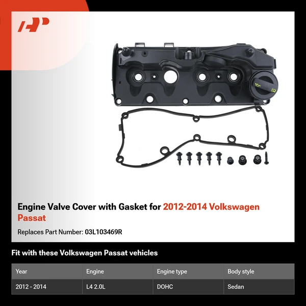 Engine Valve Cover with Gasket for 2012-2014 Volkswagen Passat