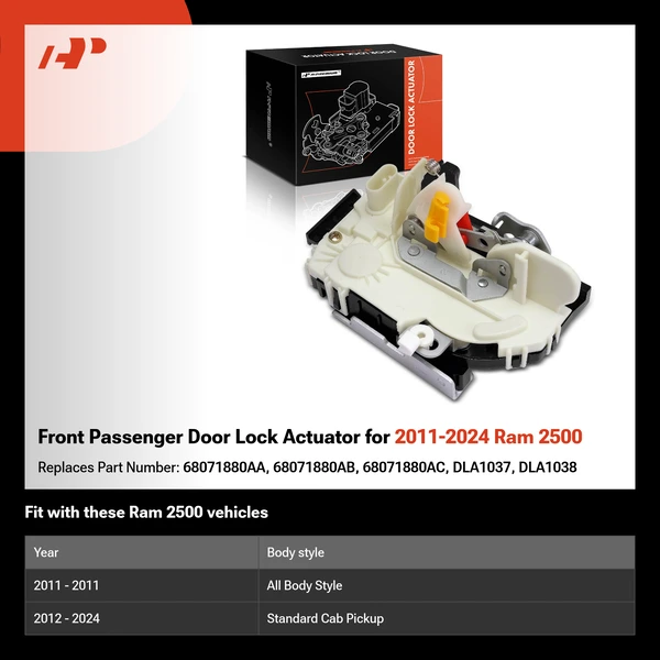 Front Passenger Door Lock Actuator for 2011-2024 Ram 2500