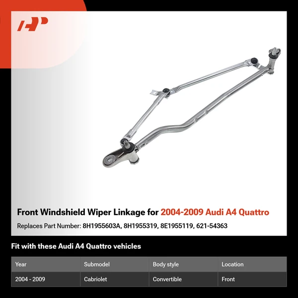 Front Windshield Wiper Linkage for 2004-2009 Audi A4 Quattro
