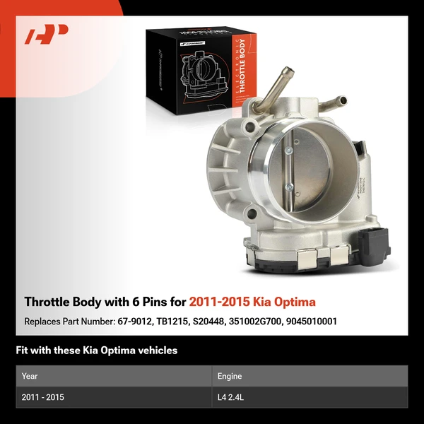 Throttle Body with 6 Pins for 2011-2015 Kia Optima