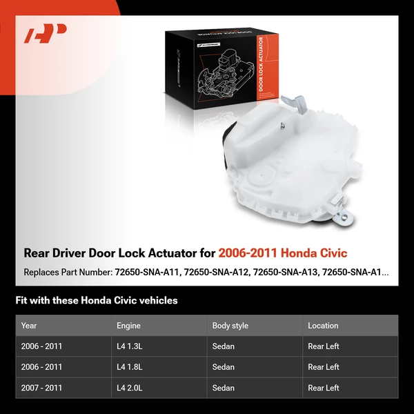 Rear Driver Door Lock Actuator for 2006-2011 Honda Civic