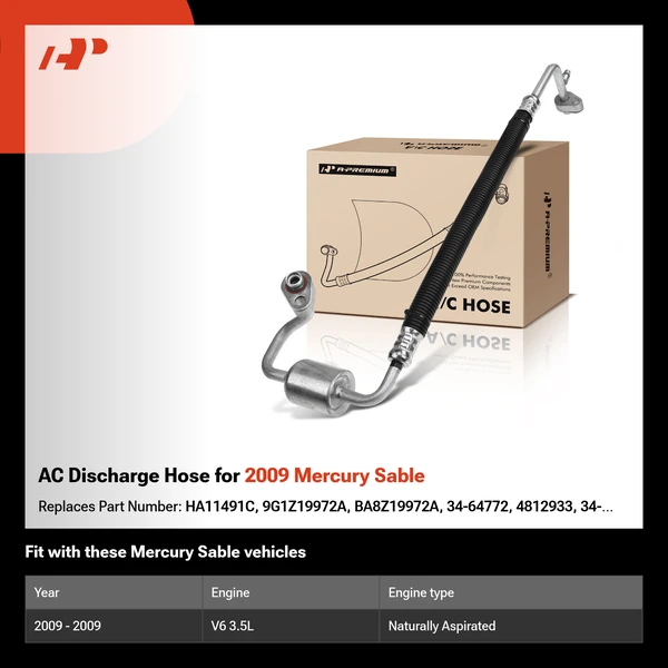 AC Discharge Hose for 2009 Mercury Sable