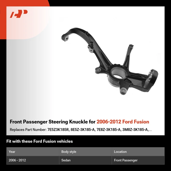 Front Passenger Steering Knuckle for 2006-2012 Ford Fusion