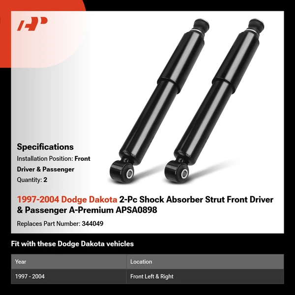 1997-2004 Dodge Dakota 2-Pc Shock Absorber Strut Front Driver & Passenger A-Premium APSA0898