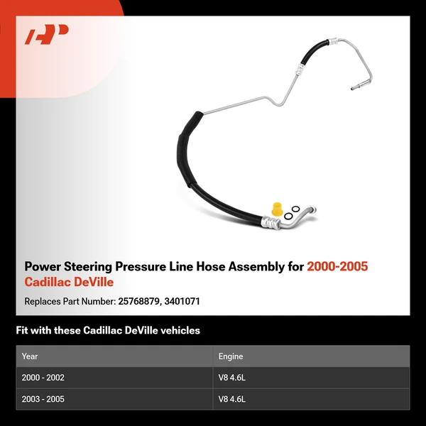 Power Steering Pressure Line Hose Assembly for 2000-2005 Cadillac DeVille