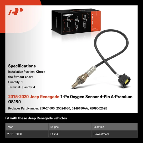 2015-2020 Jeep Renegade 1-Pc Oxygen Sensor 4-Pin A-Premium OS190