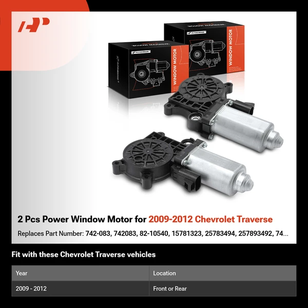 2 Pcs Power Window Motor for 2009-2012 Chevrolet Traverse