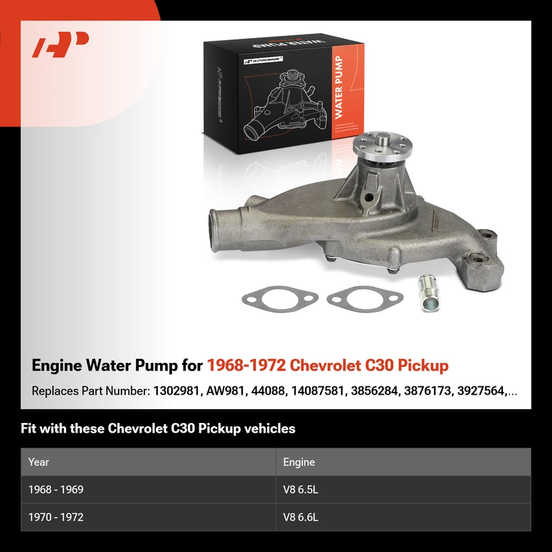 Engine Water Pump for 1968-1972 Chevrolet C30 Pickup