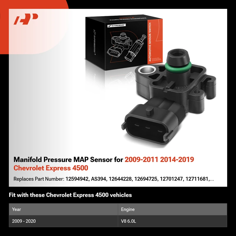 Manifold Pressure MAP Sensor for 2009-2011 2014-2019 Chevrolet Express 4500